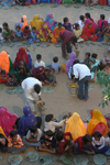 India - Rajasthan - women and children celebrating a new temple - photo by E.Andersen