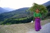 India - Gupt Kashi village (Uttaranchal): young woman gathers grass for stock feed (photo by Rod Eime)