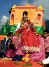 India - Narendranager (Uttaranchal): girl dressed as deity - festival of Navaratri (photo by Rod Eime)