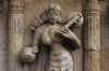 India - Bidar (Karnataka): celestial nymph playing Veena / Vina,  plucked stringed instrument used in Carnatic music - photo by W.Allgwer