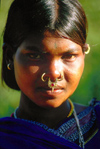 Orissa, India: a girl with pierced nose - Bonda people - photo by E.Petitalot