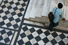 Pushkar, Rajasthan, India: black and white floor - photo by M.Wright