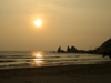 Goa, India: Arambol Beach - sunset and rock silhouettes - photo by R.Resende