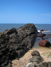 Goa, India: basaltic rocks enter the sea - photo by R.Resende