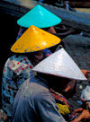 Sunda Kelapa, South Jakarta, Indonesia - harbour workers with Vietnamese style hats - old port of Sunda Kelapa - photo by B.Henry
