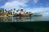 Pulau Tolandono, Wakatobi archipelago, Tukangbesi Islands, South East Sulawesi, Indonesia: log canoe and local man at sea - Banda Sea - Wallacea - photo by D.Stephens