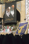 Iran - Isfahan: Ali Qapu palace - Day of Ashura - women under Grand Ayatollahs Khatami and Khomeini - photo by W.Allgower