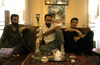 Iran - Tehran: men in a tea house - water-pipe - narghileh - photo by W.Allgower