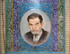 Tabriz - East Azerbaijan, Iran: Maqbaratoshoara - tiles - portrait of Mohammad-Hossein Shahryar tomb inside the Monument of the Poets - photo by N.Mahmudova