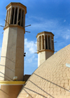 Yazd, Iran: dome and two wind towers at the Shesh Badgiri cistern - badgirs - Ab Anbar - photo by N.Mahmudova