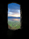 Golan Heights, Israel: view over the Sea of Galilee / Lake Kinneret / Lake Tiberius, from the ruins of an old house - photo by E.Keren