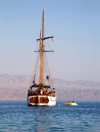Eilat, South district, Israel: sailing boat L'Amie, used for tours in the Red Sea - Mifratz Eilat - photo by E.Keren