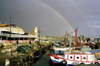 Israel - Akko / Acre: boats and rainbow - harbour - photo by J.Kaman