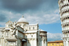 Italy / Italia - Pisa: statues - Duomo and Pisa tower - Piazza del Duomo - Unesco world heritage site (photo by M.Bergsma)