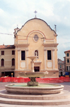 Treviso  - Venetia / Veneto, Italy / QTV: fountain and  and Chiesa di San Leonardo - photo by M.Torres