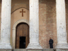 Italy / Italia - Assisi, Perugia - Umbria: Santa Maria sopra Minerva - monk walking - photo by M.Bergsma
