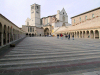 Italy / Italia - Assisi, Perugia - Umbria: Basilica of San Francesco d'Assisi (St. Francis) - World Heritage Site - the Lower and Upper Basilica and the porticus, from the Piazza delle Logge - photo by M.Bergsma
