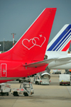 Rome, Italy: double heart on an aircraft tail - Fiumicino - Leonardo da Vinci Airport - photo by M.Torres