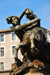 Rome, Italy: woman taming a horse - sculpture in the Piazza della Repubblica fountain - Fontana delle Naiadi, by Mario Rutelli - photo by M.Torres