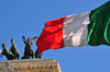 Rome, Italy: Italian flag and Quadriga dell'Unit - Monument of Vittorio Emanuele II - The Vittoriano - photo by M.Torres