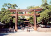 Japan - Tokyo: Meiji-jingu Shrine - the main gate, or torii - photo by M.Torres