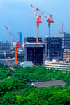 Construction industry - cranes at a building site, Tokyo, Japan. photo by B.Henry