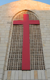 Amman - Jordan: Coptic Orthodox Church - window with cross - photo by M.Torres
