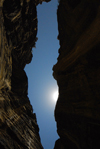 Jordan - Petra: Siq - narrow gorge and the sun - photo by M.Torres