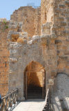 Ajlun - Jordan: Ajlun castle - main gate and bridge over the moat - photo by M.Torres