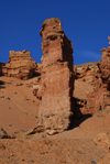 Kazakhstan, Charyn Canyon: Valley of the Castles - bright red rock formation - photo by M.Torres