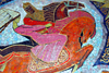 Kazakhstan, Almaty: warrior and damsel - mosaic at the Almaty hotel - photo by M.Torres