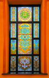Kazakhstan, Almaty: Almaty Opera and Ballet Theater - stained glass window - photo by M.Torres