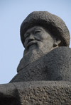 Kazakhstan, Almaty: bust of Zhambyl Zhabaev - Kazakh traditional folksinger - photo by M.Torres