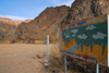 Kazakhstan, Charyn Canyon: Valley of the Castles - billboard - keep the river clean - photo by M.Torres