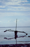Kenya - Kikambala: trimaran near the beach - reflection - Indian Ocean - photo by F.Rigaud