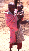 Africa - Kenya - Olorgesailie - blind Masai with toddler - Maasai people - photo by F.Rigaud