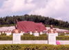 North Korea / DPRK - Taesong Mountains: Revolutionary martyrs's cemetery - giant red flag in stone (photo by M.Torres)