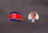 North Korea / DPRK - Kim Il Sung Pin and North Korean flag on a uniform - badges (photo by Miguel Torres)