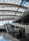 Incheon, South Korea: Incheon International Airport - ICN - interior of the Transportation Center - escalators and trusses - photo by M.Torres