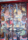 Asia - South Korea - Suweon, Gyeonggi-do province: painted shutters - Korean warriors - photo by S.Lapides