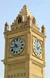 Erbil / Hewler / Arbil / Irbil, Kurdistan, Iraq: Erbil Clock Tower, modest replica of London's Big Ben - Shar Park, Erbil's central square at the base of the Citadel - photo by M.Torres