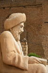 Erbil / Hewler / Arbil / Irbil, Kurdistan, Iraq: profile view of the statue of the historian Ibn Al-Mustawfi aka Mubarak Ben Ahmed Sharaf-Aldin at the entrance to Arbil Citadel - minister of Erbil in the era of Sultan Muzafardin - Qelay Hewlr - UNESCO world heritage site - photo by M.Torres