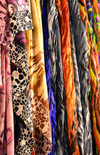 Erbil / Hewler / Arbil / Irbil, Kurdistan, Iraq: scarves for sale at the Qaysari bazaar - photo by M.Torres