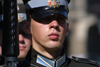 Latvia / Latvija - Riga: Liberty monument - soldier close up (photo by Alex Dnieprowsky)