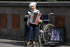 Latvia / Latvija - Riga: accordion player - musician - handicaped - wheelchair (photo by Alex Dnieprowsky)