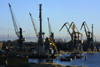 Latvia - Ventspils: cranes in the harbour (photo by A.Dnieprowsky)