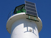 Latvia - Ventspils: south pier lighthouse - detail of solar panel - sun cells (photo by A.Dnieprowsky)