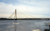 Latvia / Latvija - Riga: suspension bridge on the Daugava, the Bridge of Shrouds/ Dvina / Duna - Vansu tilts par Daugavu (photo by Miguel Torres)