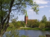 Latvia - Kuldiga / Goldingen (Kurzeme province): church and river Venta (Kuldigas Rajons) (photo by A.Dnieprowsky)