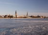 Latvia / Latvija / Lettland - Riga: frozen Daugava - Vecriga skyline (photo by Alex Dnieprowsky)